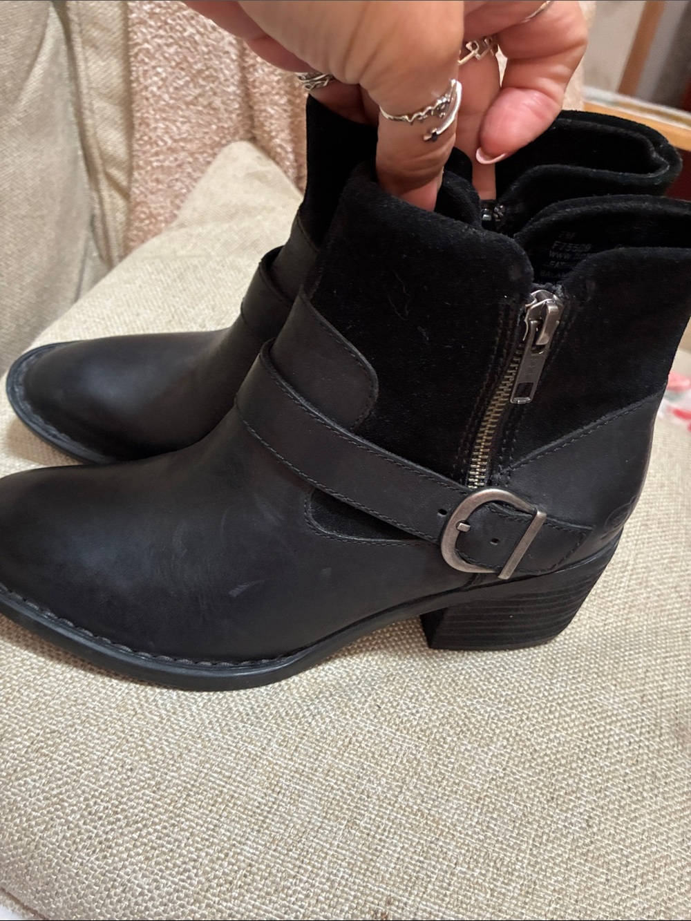 Born Black Women's Leather Heeled Ankle Boots - Picture 5 of 12